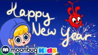Moonbug Mila and Morphel celebrate the beginning of the new year