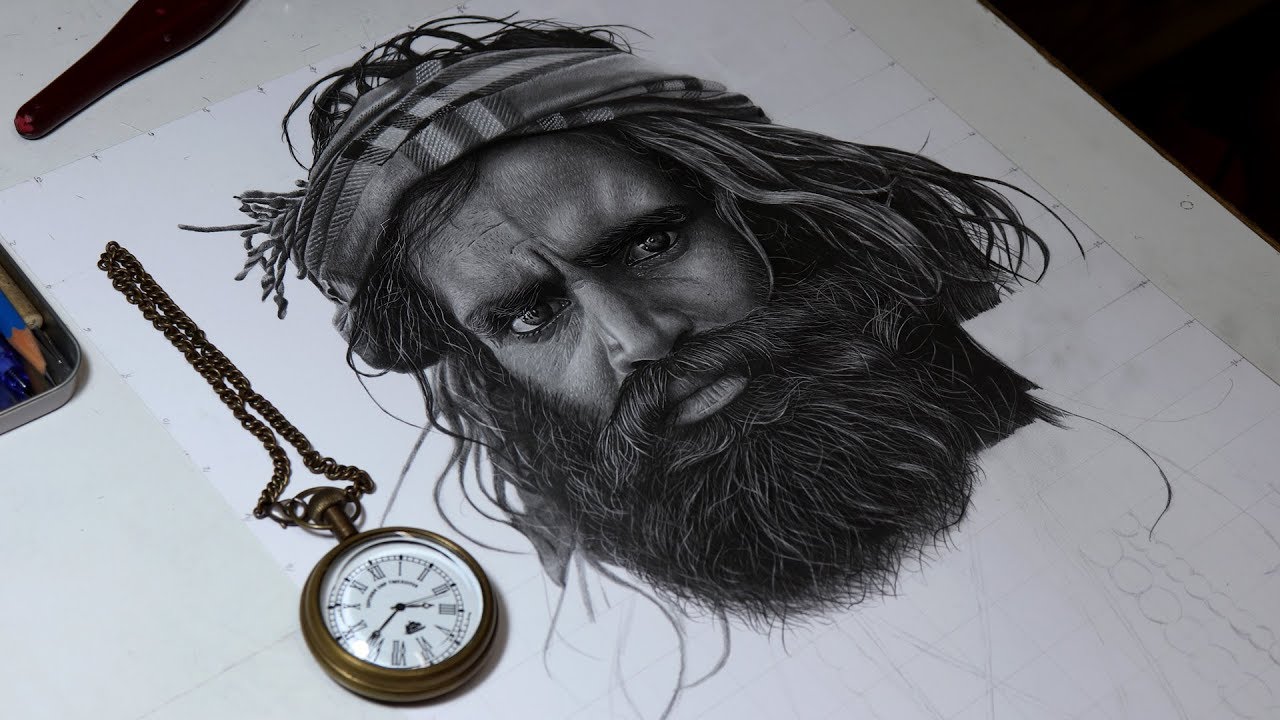 Superb Pencil Sketch Of An Aghori | DesiPainters.com