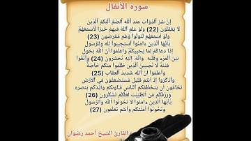 ترتيل سورة الأنفال للقارئ الشيخ أحمد رضوان