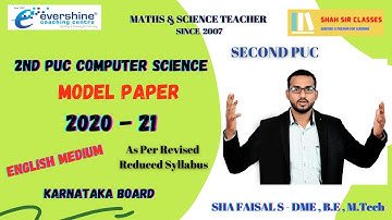 2nd PUC | Computer Science model Question Paper 2021 | Revised reduced syllabus | Karnataka board