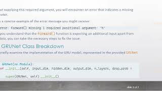 Resolving the missing argument for forward() Error in GRU Models with PyTorch