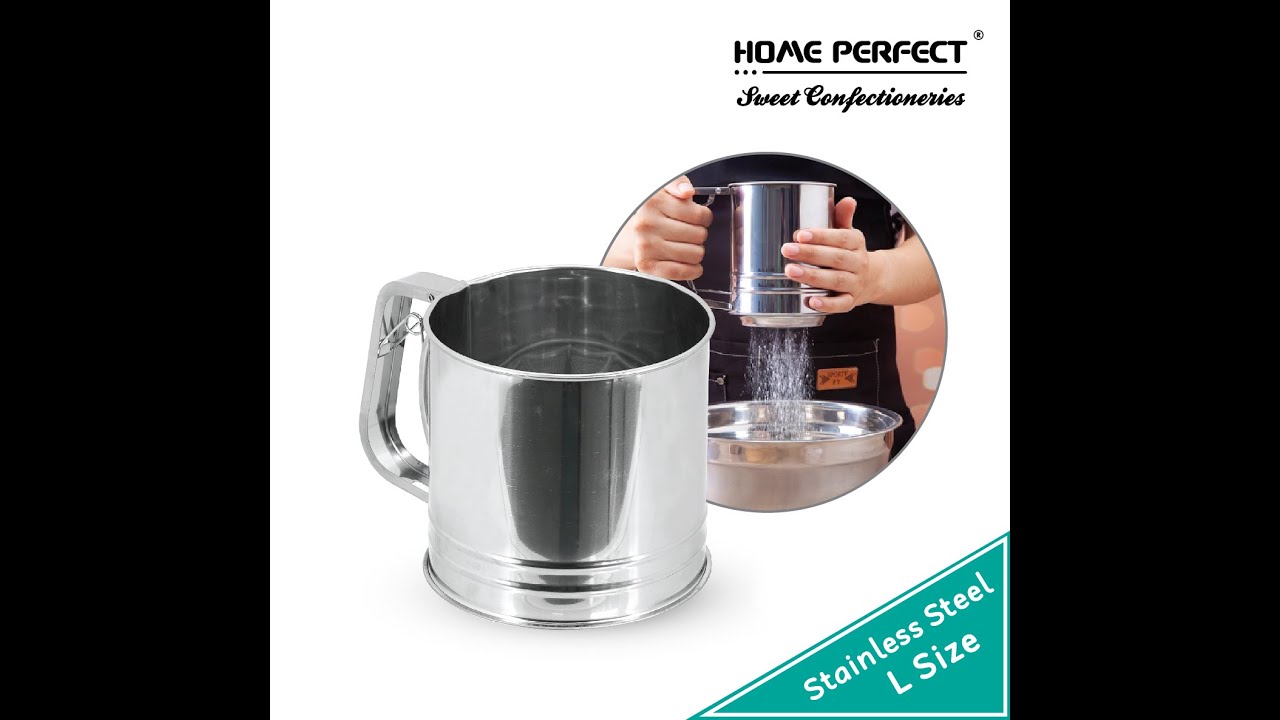 HOME PERFECT M/L Size Stainless Steel Flour Sieve Sifter Cup,Handheld Fine Mesh Strainer,EC-9125,6