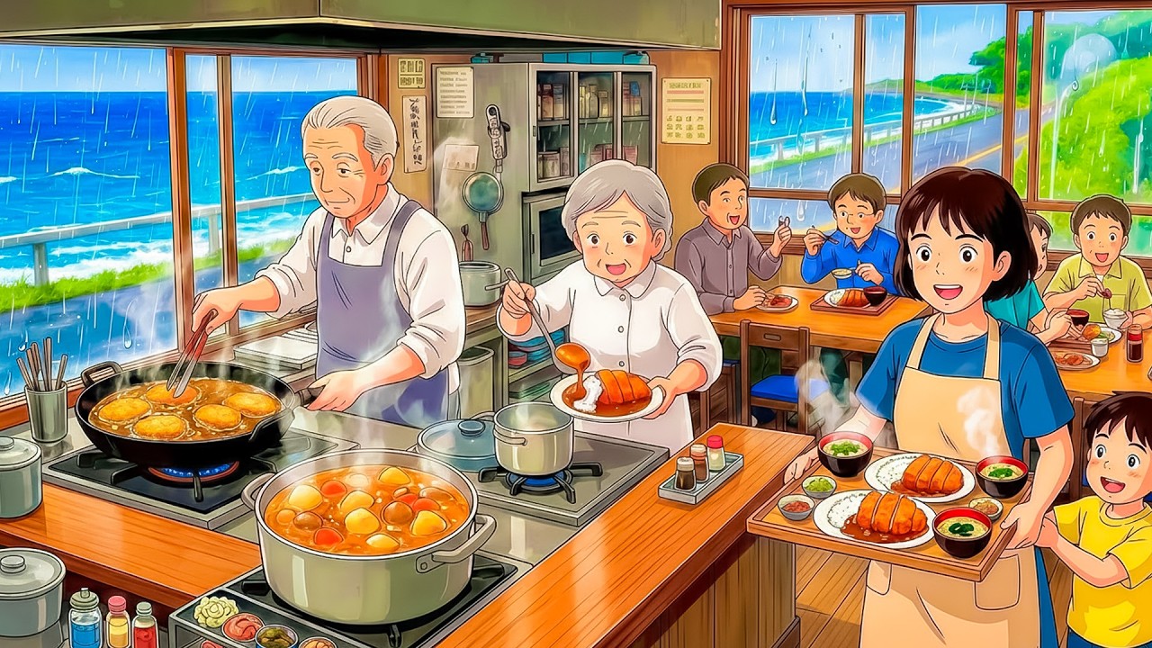 A Rainy Day at Grandma ’s Little Shokudo: Cooking Memories Together | Ghibli-Style Video 🍎🍜