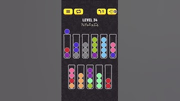 Ball Sort Puzzle Level 34 Walkthrough 🧪🔴⚪️🟣, #shorts