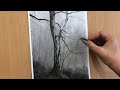 Twisted Branches Charcoal Drawing