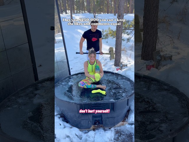 Challenge excepted??!! #couple #icebath #snow #coldplunge #frozen #ice Video Thumbnail