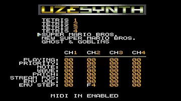 MUSIC DEMO UZE SYNTH UZESYNTH FOR UZEBOX UZE BOX CAUTION SLOW SPEED LOSING FRAMES 13