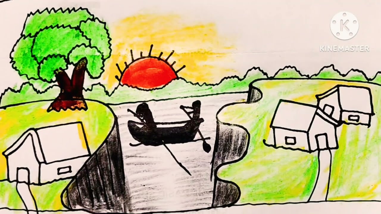 Pencil stick for beginners toddler circle scenery drawing easy step by step circle scenery panting 