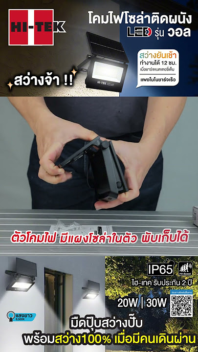 🚶‍♂️ผ่านปุ๊บสว่างปั๊บ ติดทันทีที่เดินผ่าน🚶‍♂️ HI-TEK โคมไฟโซล่า LED ติดผนังพร้อมโมชั่นเซ็นเซอร์ วอล