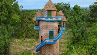 Building The Creative Great Modern 4-Story Mud Villa House Design In The Forest