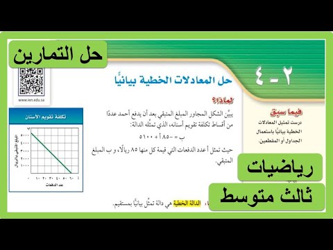 حل المعادلات الخطية بيانيا رياضيات للصف الثالث المتوسط الفصل الدراسي الاول