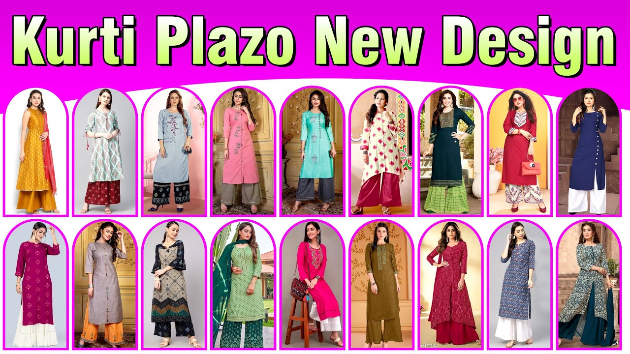 Long #kurti with #palazzo design | New Palazzo with kurti #Patterns |  Simple #Plazo Kurti Design Id | Kurti designs, Western dresses for women, Kurta  designs