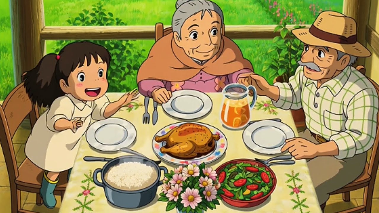 Simple life on grandpa's farm, tending the garden and feeding the animals. ASMR Ghibli
