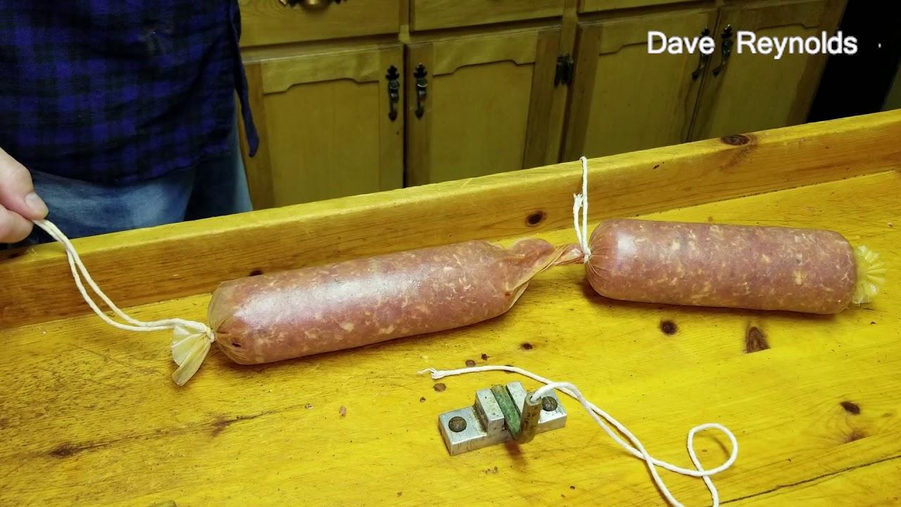 Tying Homemade Italian Salami In Basement - YouTube