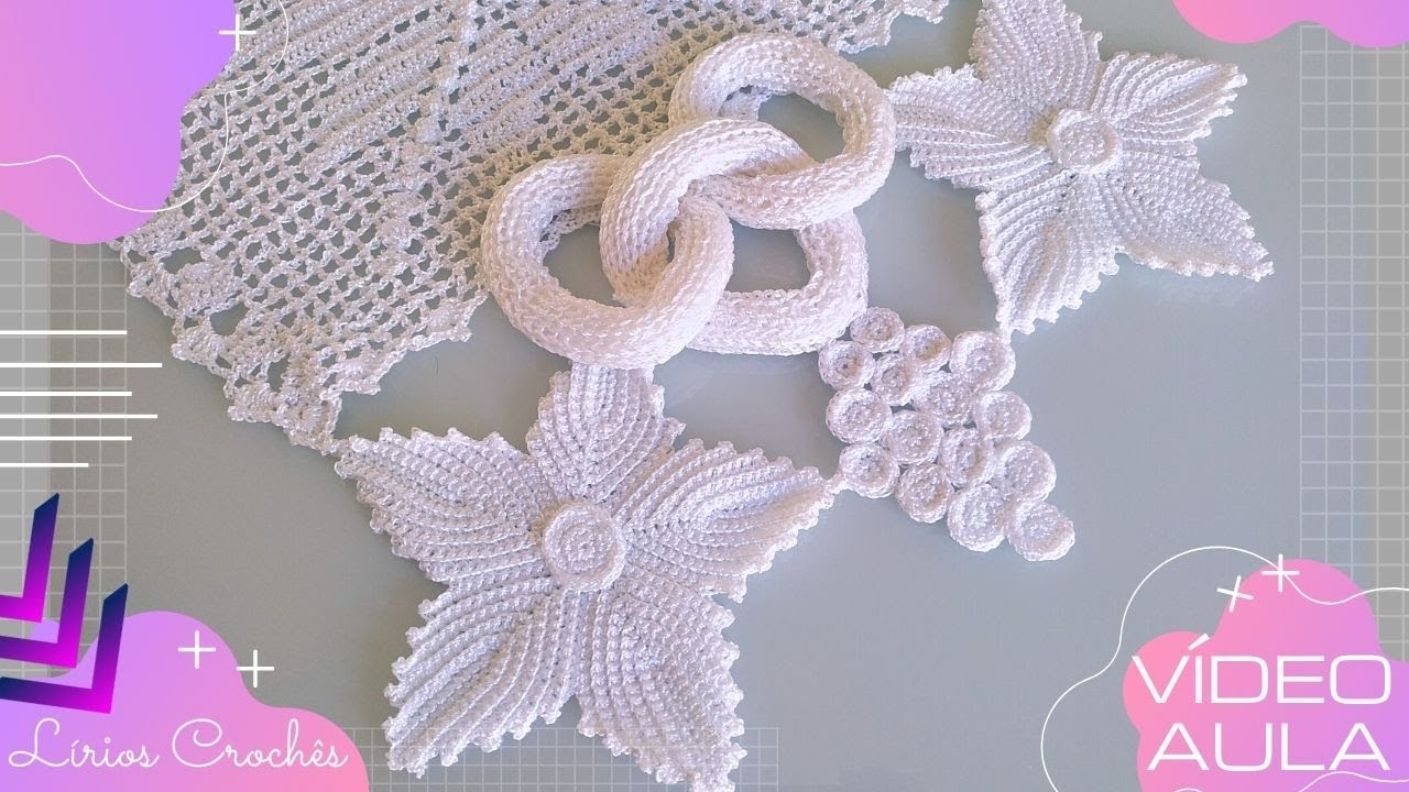 Videoaula Acabamento Mais Lindo De Crochê para caminho de mesa passo a passo por Lírios Crochês