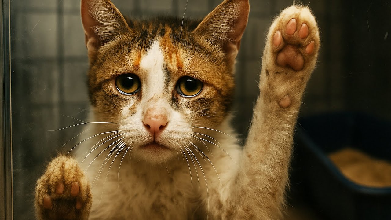 В приюте кошка протягивала лапу каждому, но никто не замечал её….