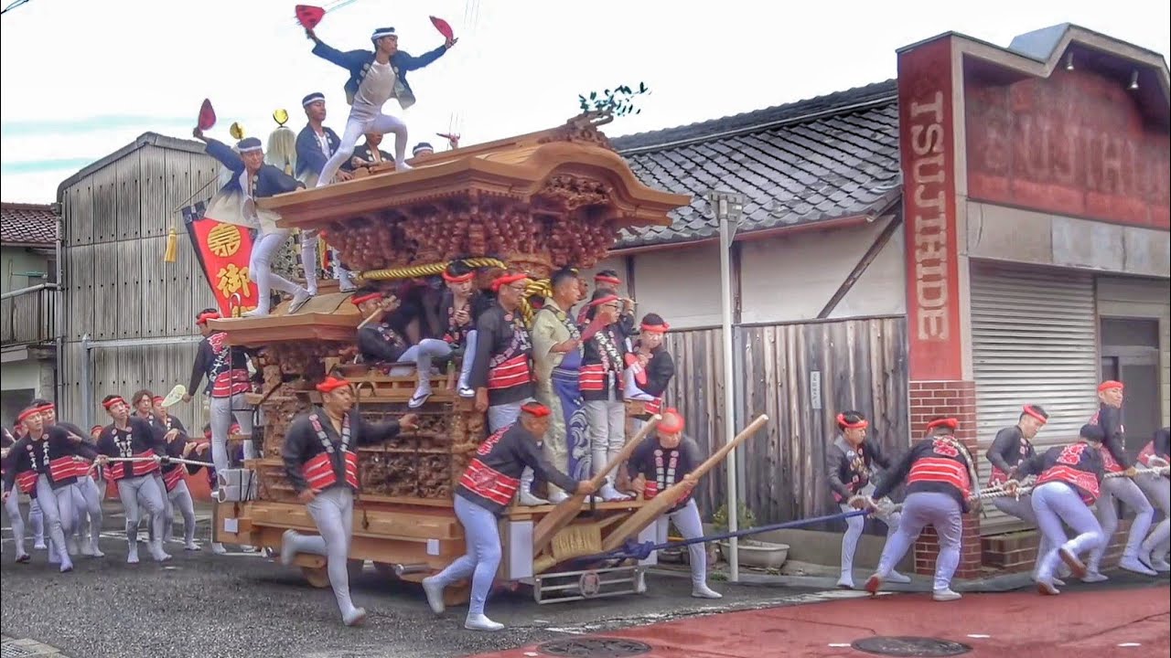 2025.10.11泉南郡 田尻町 嘉祥寺 だんじり 曳き出し やりまわし - YouTube