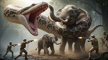 Brave Heroes Save Mother Elephant and Calf from Giant Python Attack