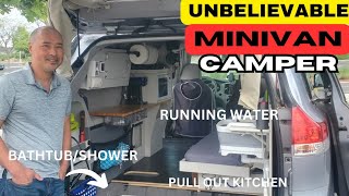 Best DIY Minivan Camper I've seen\/ sleeps 2, shower, kitchen, running water \& more