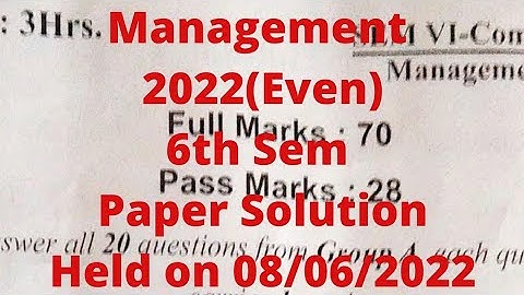 Management 2022(EVEN) 6th Semester Paper Solution