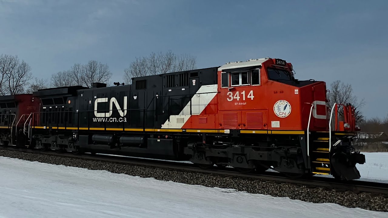 Canadian national eastbound M396 3414+2673 Bancroft Michigan February 10 2026