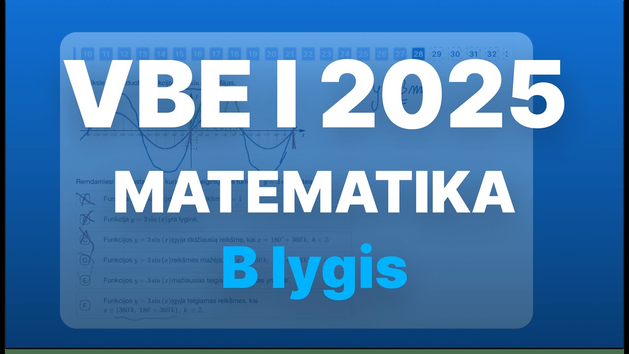 Matematikos VBE 1 per 45 minutes. 11 klasė, B lygis