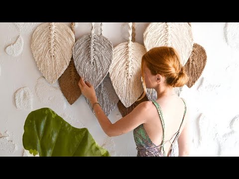 Painel de folhas macramê - sem desfiar e sem enrolar as folhas!