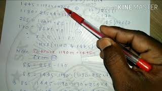 6)Use Euclid's algorithm to find HCF of 1190 and 1445 . Express the HCF in the form 1190m + 1445n .