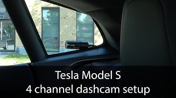 Blackvue DR900S-4CH dashcam setup in a Tesla Model S