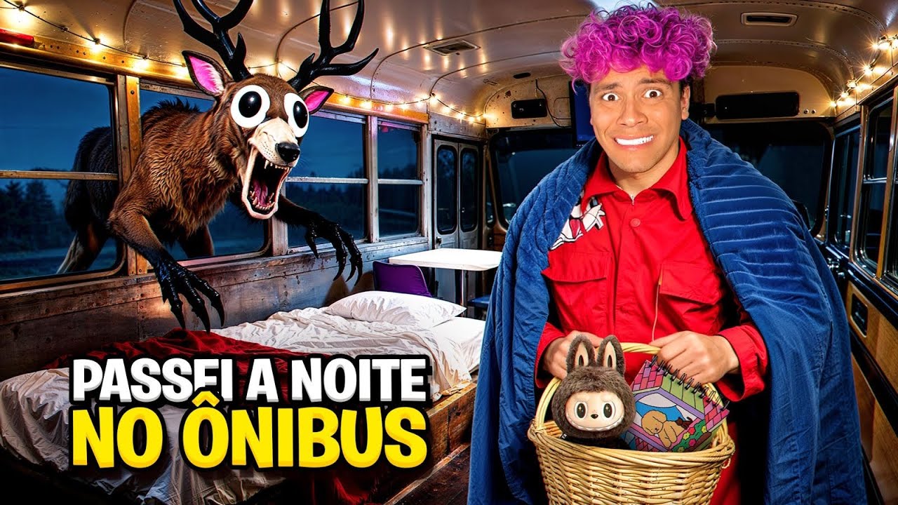 PASSEI A NOITE EM UM ÔNIBUS ESCOLAR! * o cervo da 99 noites APARECEU! 