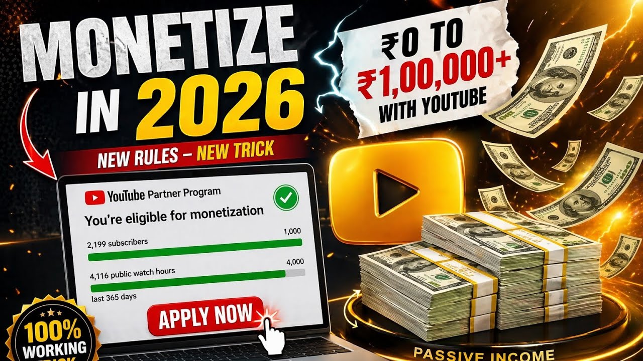 How to Monetize YouTube Channel in 2026 | New Channel Live Apply (Full ...