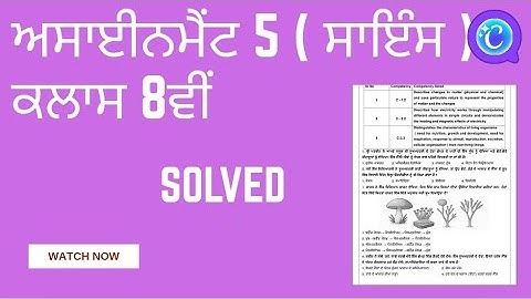 Assignment 5 Science class 8th Punjabi medium. Solved MCQ ( CEP Worksheet 5  ).
