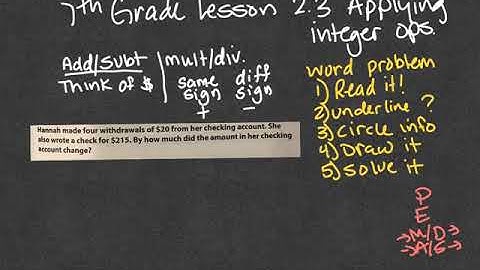 7th grade Go Math Lesson 2.3 applying integer ops