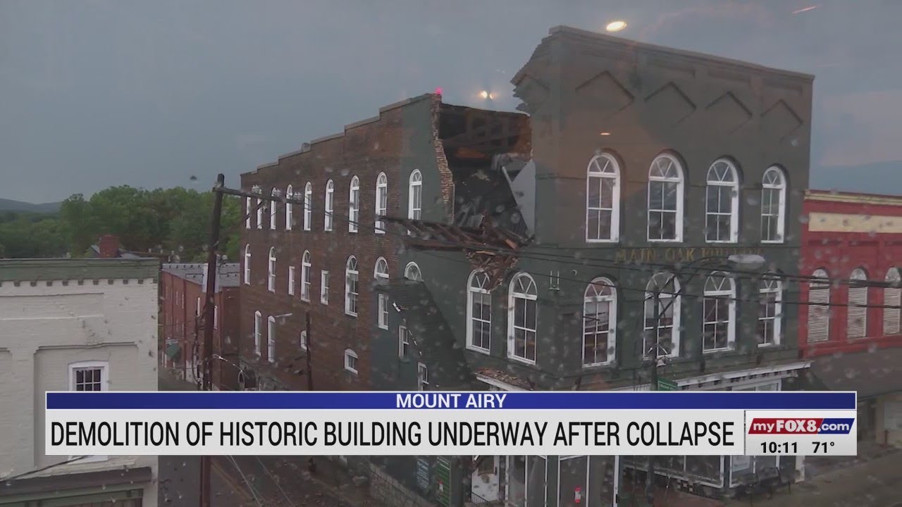 Airy Building Demolition of historic Mount Airy building underway after collapse ...