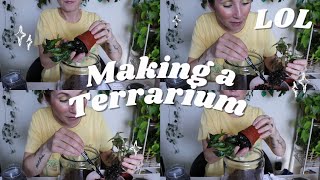 attempting to make a terrarium for my new begonia lol
