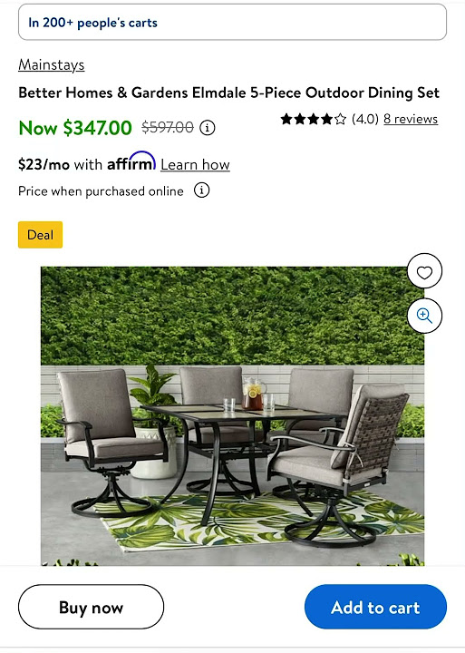 Sale 347 Better Homes & Gardens Elmdale 5Piece Outdoor Dining Se
