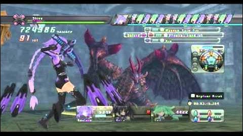 Hyperdimension Neptunia - Shiva boss battle (hard mode, using skip on attacks)