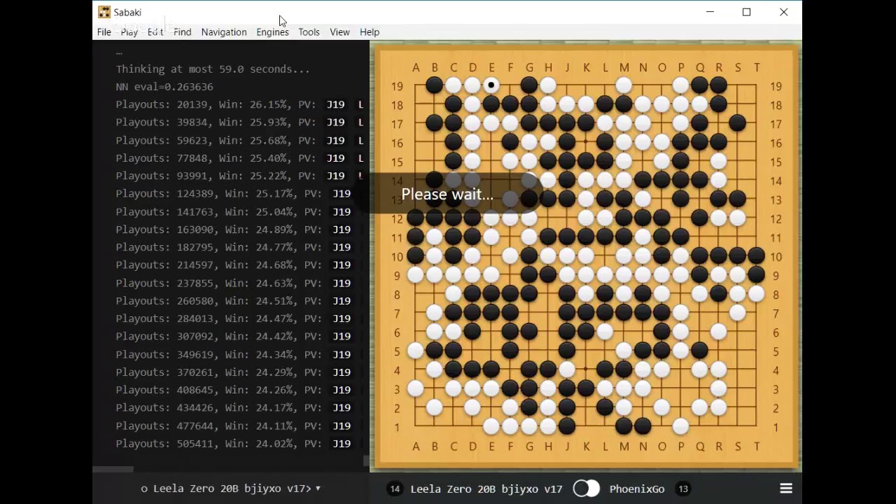 Leela Zero 20B v17 bjiyxo vs PhoenixGo game 2 60 sec/move