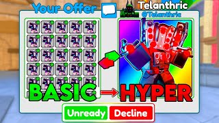 BASIC to HYPER UPGRADED TITAN SPEAKERMAN in ONE HOUR... (Toilet Tower Defense)