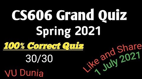 CS606 Grand Quiz Spring 2021 by Vu Dunia || All Mcq