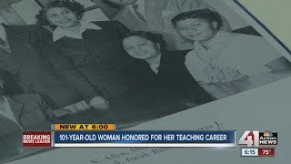 101-year-old teacher who started in 1944 receives honors