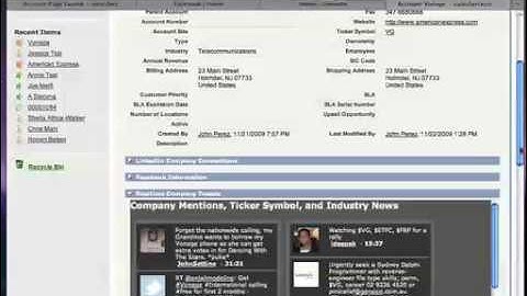 Social CRM Tools Plugin for Salesforce.Com - Account View
