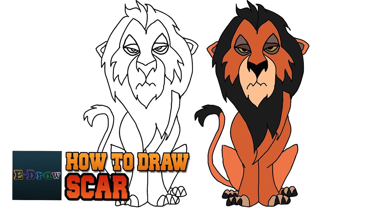 How to Draw Scar The Lion King Art Tutorial Step by Step Art lesson for ...