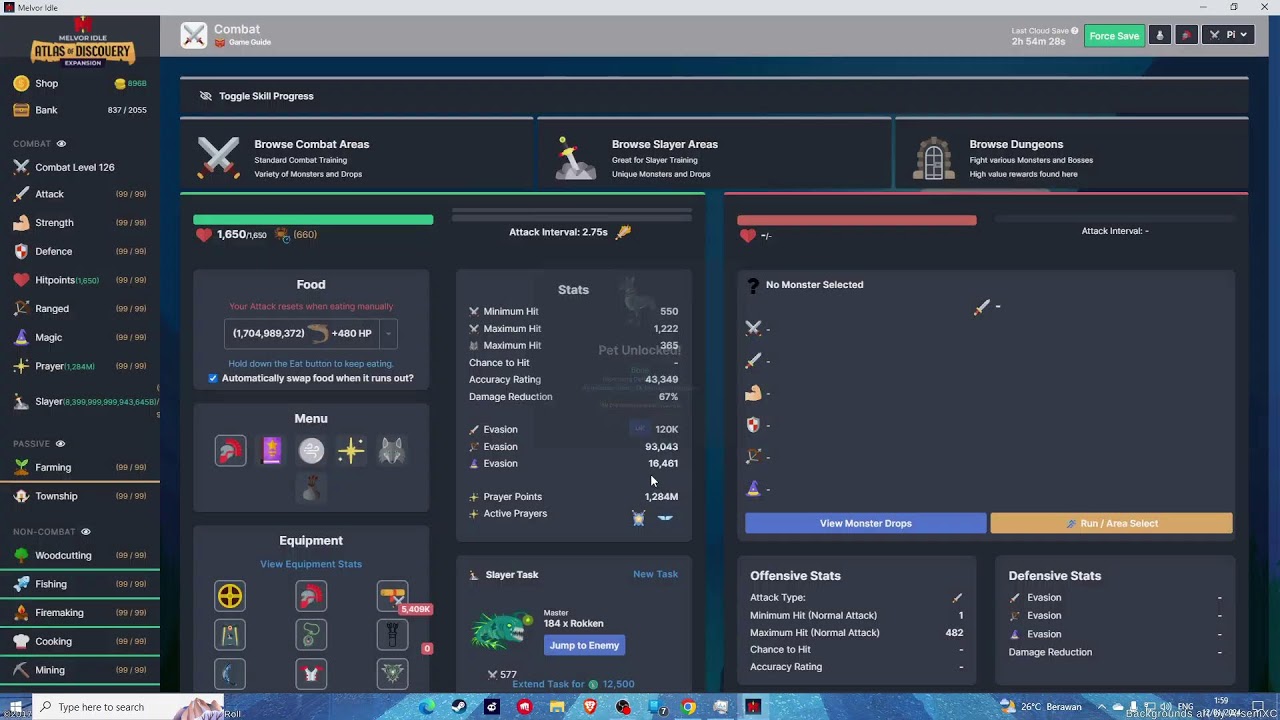 Melvor Idle Stream with mod n Standard Mode 11/1/2024.