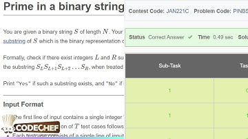 Prime in a binary string: January Long 2022 - I, Division 3 (Rated): 07/01/2022