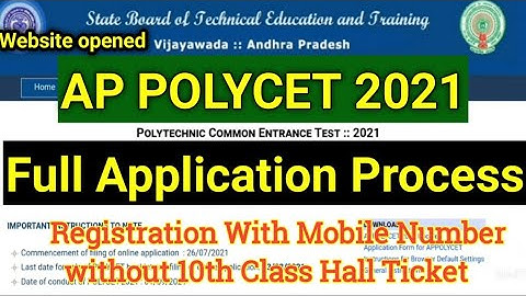 AP POLYCET 2021 Notification Application Process | AP Polytechinc Application |AP Polytechinc 2021
