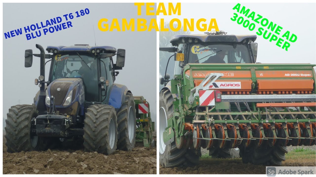 SEMINA FRUMENTO 2021 NEW HOLLAND T6 180 BLU POWER- AMAZONE AD3000 Super-TEAM GAMBALONGA