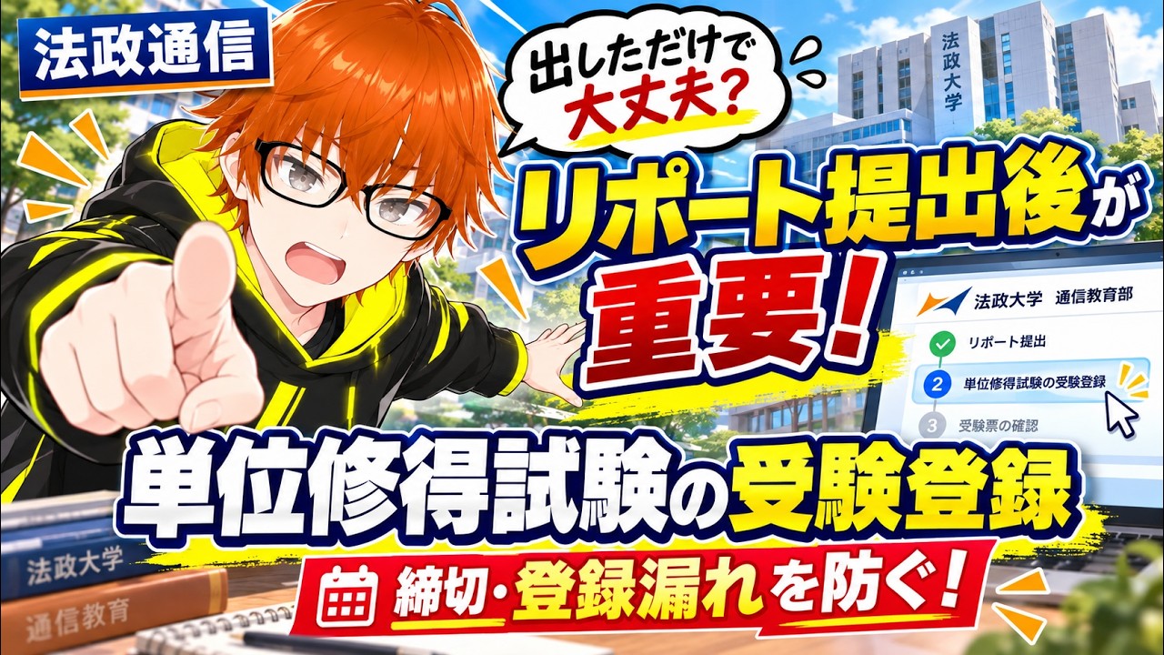 知らないと受けられない】リポート提出から受験登録まで徹底解説（法政