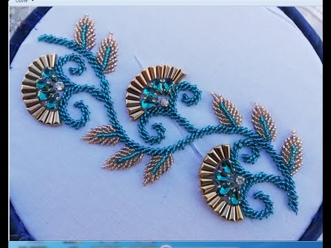 Hand embroidery/amazing design with pearl beads to make a stylish dress ...