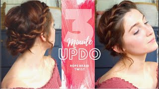 3 MINUTE UPDO/ EASY UPDO USING A ROPE BRAID TWIST